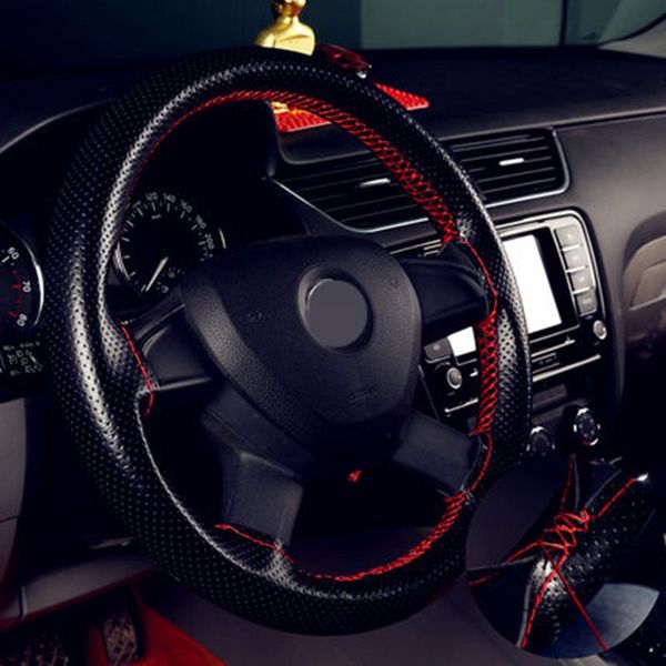 

hand sewing 37/38cm diy car steering wheel covers hand stitched microfiber of car with needle and thread interior accessories