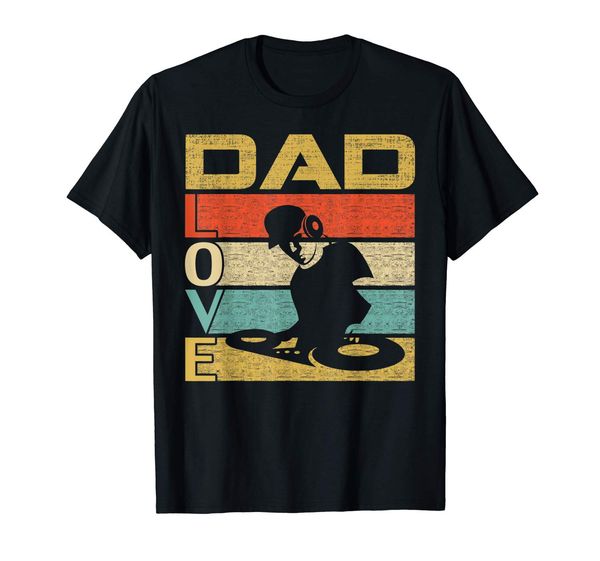 

retro vintage dad love dj deejay funny father's day gift 2019 new short sleeve casual tee cotton t shirts