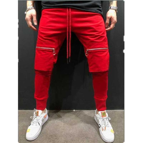 

pants men plus size high waist sweatpants black casual slim all match mens korean style trendy streetwear pocket drawstring soft