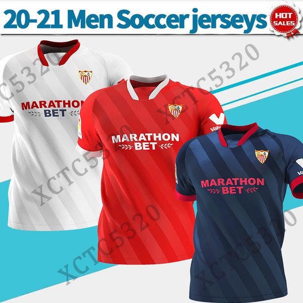 

sevilla soccer shirts #9 de jong #10 i.rakitic 20/21 men home white away red football shirt third blue customized, Black;yellow