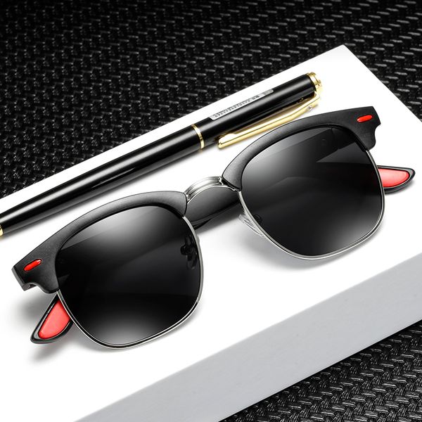 

polarized sunglasses half frame vintage sun glasses sunglases polaroid sunglasses retro feminino for women men, White;black