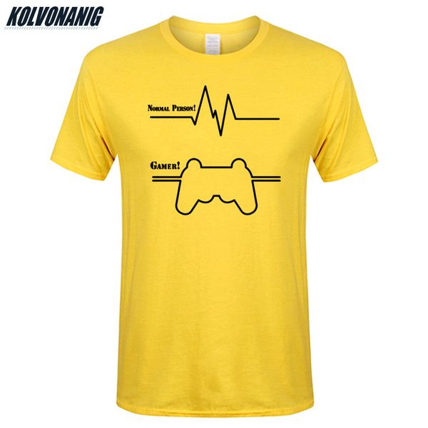 

kolvonanig 2019 summer funny heartbeat gamer cardiogram print t shirts men cotton short sleeve game t-shirt tee plus size