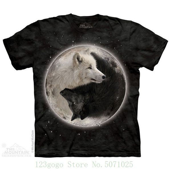 

инь ян волков дети t shirt by the mountain. big face духовных размеры s - xl new sleeve tops tshirt homme