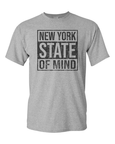 

new york state of mind distressed men's t-shirt tee nyc new - sport grey