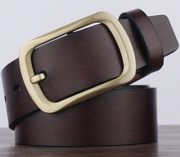 

vrchic casual men's cowskin leather business fashion retro belt alloy pin buckle wild belts for mens male ing, Black;brown