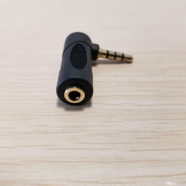

90 degree elbow 3.5mm 4 pole male to female dc adapter connector gold-plated black
