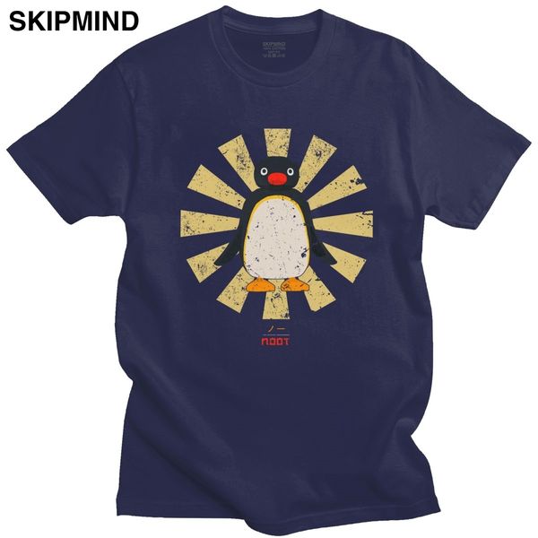 

retro japanese pingu noot t shirt for men pure cotton casual t-shirt short sleeves anime pingu penguin meme tee merch gift