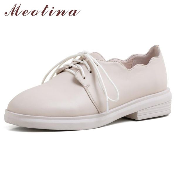 

meotina spring flats women shoes flat derby shoes casual lace up round toe ladies brown black plus size 33-43