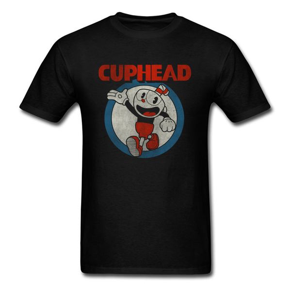

vintage cuphead t shirt for man cuphead game t-shirt funny tshirt fans print graphic tees mens cartoon cotton clothes black