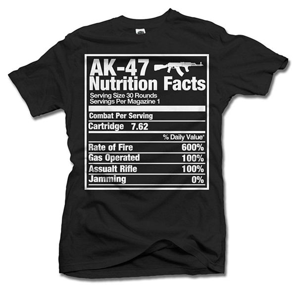 

ак-47 nutrition facts gun t-shirt black хлопок мужчины футболки классическая 2019 hip hop футболка streetwear одежда персонализированный шир