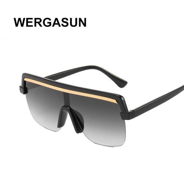 

wergasun oversized sunglasses women big frame square flat sun glasses female men vintage mirror shades gradient uv400, White;black
