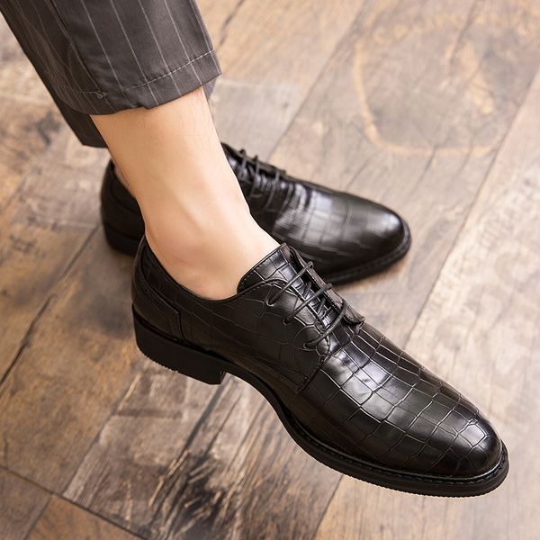 

men dress shoes dance flats party patent leather pointed toe casual shoes ceremony wedding for men plus size black zapatos