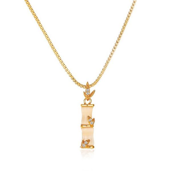 

chokers fashion women necklace pendant opal luxury jewelry accessory bamboo joint choker chain birthday gift for girlfriend arrival, Golden;silver