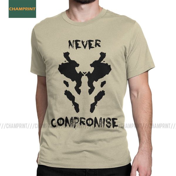 

never compromise rorschach watchmen t-shirts for men smiley dr manhattan heroes cotton tee shirt o neck short sleeve t shirt