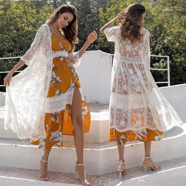 

blouse strap cardigan ladies lace bikini cover up womens beach blouse women s hooked flower embroidered, White