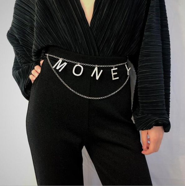 

fashion simple letter women's belt waist chain full diamond rhinestone crystal belt luxury large party waist, Black;brown