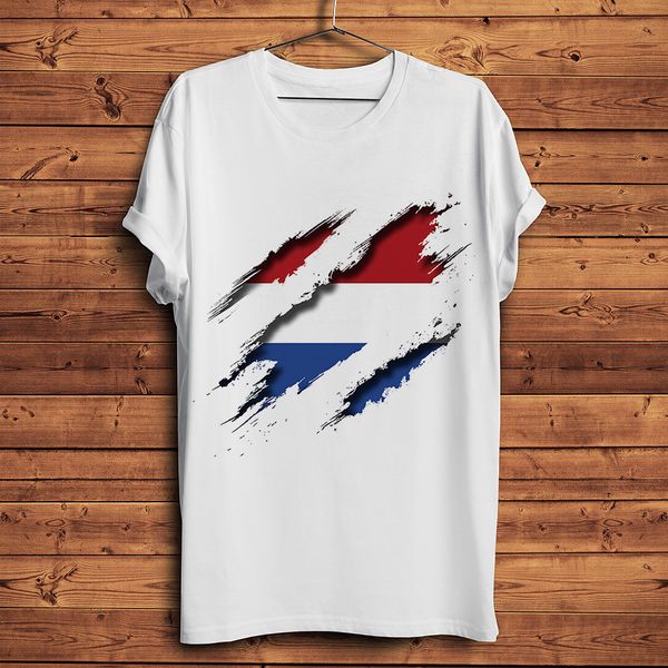

3d vision netherlands flag inside tearing tshirt men summer new white short sleeve homme casual t shirt streetwear tee