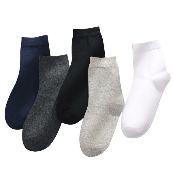 

black and white gray solid color tube socks summer polyester cotton sweat-absorbent men's stockings men's shallow mouth long tub