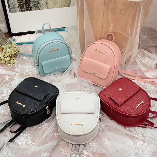 

#h5 fashion small backpack solid color women backpack school bags for teenage girls female shoulder bags ladies purse mochila