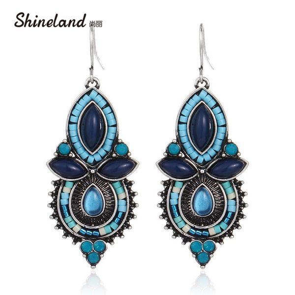 

dangle & chandelier shineland 2021 spring colors ethnic beads drop earrings for women pendientes mujer vintage jewelry accessories gift, Silver