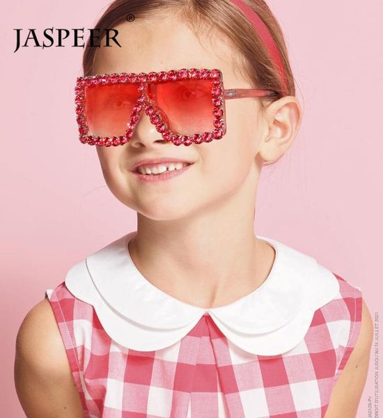 

jaspeer kids diamond square sunglasses children luxury rhinestone sun glasses boy girls uv400 goggle fashion handmade eyewear, White;black