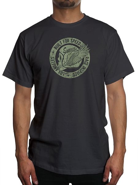 

2019 fashion young motto men's built for speed skull green t-shirt tee shirt