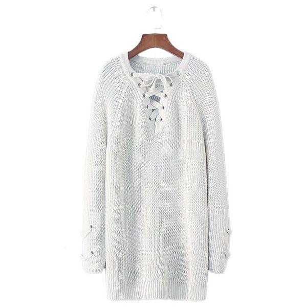 

2017 sweater women long v collar collar pullovers quick sell female clothing europe and the united states vestidos mmy69105, White;black