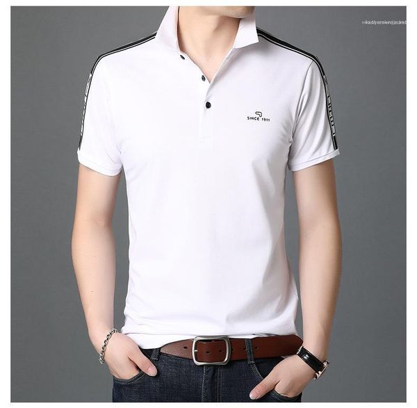 

summer breathable shirt clothes patchwork polo basic neck t summer mens solid color mens lapel letter printed casual tees mvtqx, Black