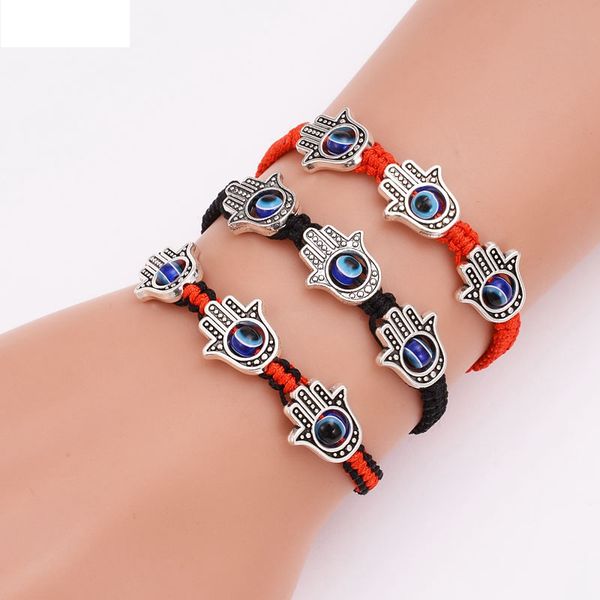 

ручной лаки красной нити rope сплетенных хамса бисер браслеты синего сглаз шарм браслет браслет дружба подарок ювелирных изделий, Golden;silver