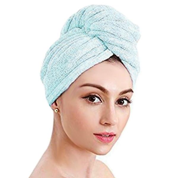 

hair dry towel microfiber wrapped quick drying shower bath cap with button dnj998