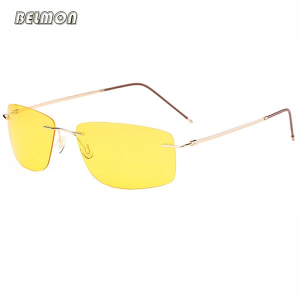 

polarized sunglasses men driver night vision sun glasses for male safety driving pure titanium ultra-light rimless oculos rs583, White;black