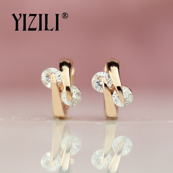 

yizili new arrivals simple fashion 2 colour round dangle earrings natural zircon ru party wedding jewelry a042, Silver