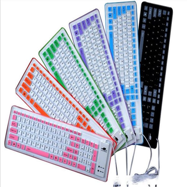 

high quanlity silicone portable wired keyboard foldable roll up silent 103 key keypads soft silicone flexible teclado for pc wholesales