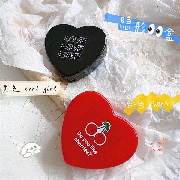 

cute heart-shaped contact lens storage box travel glasses lenses box for eyes care kit holder container support gift, Silver