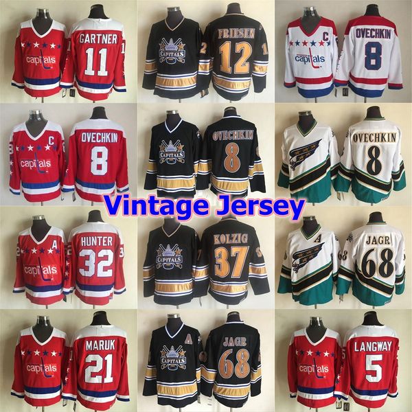 

fashion washington capitals vintage jersey 8 alex ovechkin 5 rod langway 11 mike gartner 21 dennis maruk 32 dale hunter ccm hockey jersey, Black;red