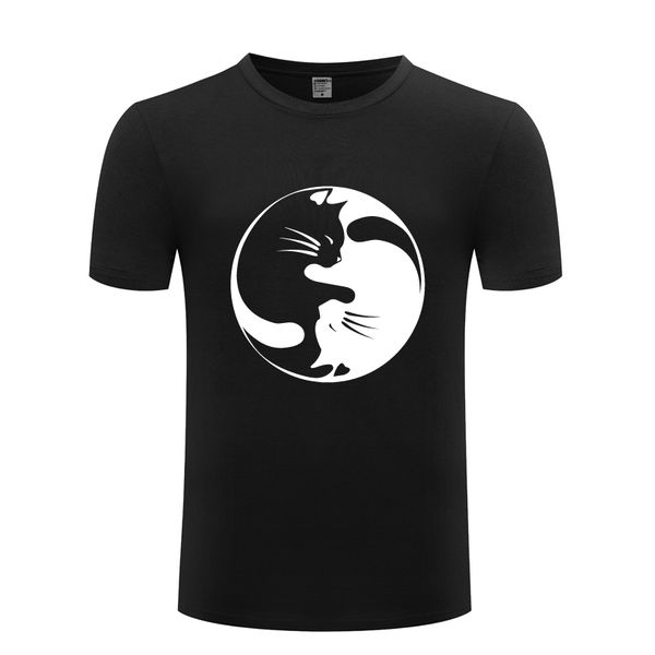 

cat yin yang kitty cute cartoon novelty men's t-shirt t shirt men 2018 new short sleeve o neck cotton casual tee