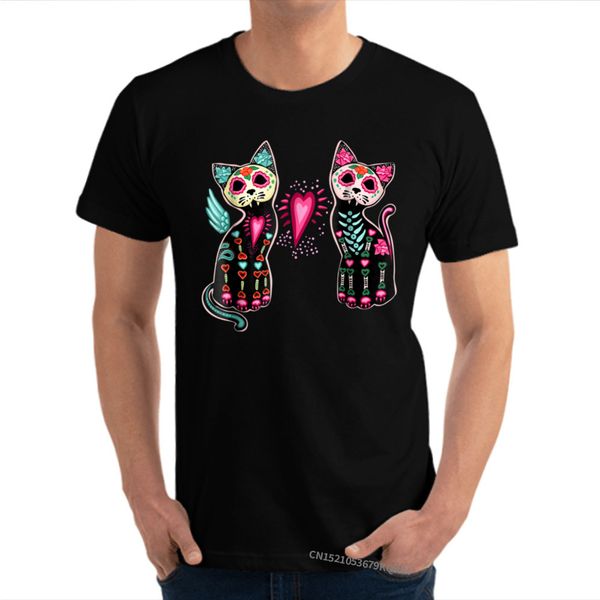 

day of dead sugar cat t shirt cats skeleton normal casual personalized shirt fashionable cotton & tees men t shirts