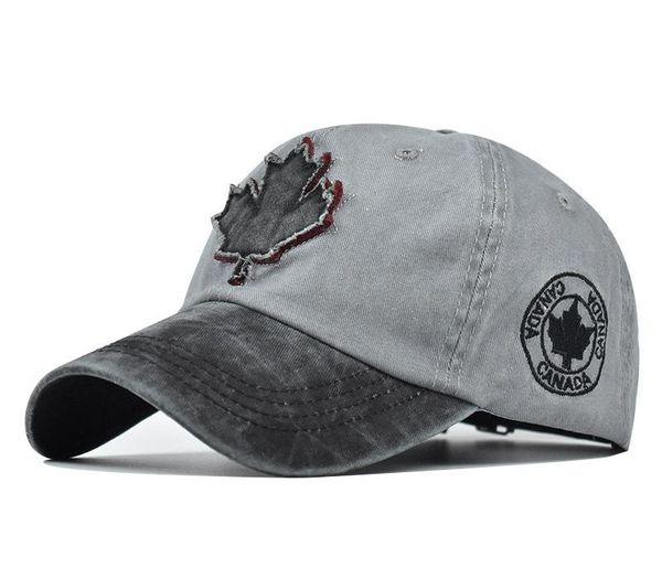 

2020 new explosion models canadian maple leaf pattern baseball cap men and women cotton wild88, Blue;gray