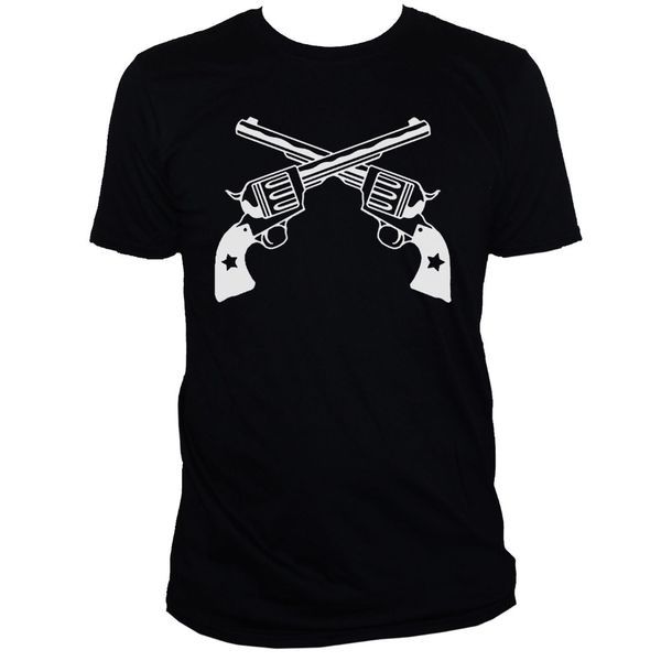 

men's new arrival summer style crossed pistols printed t shirt rockabilly tattoo biker retro graphic tee funny t shirts