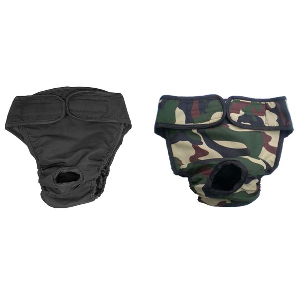 

2pcs reusable pet dog physiological pants female dog in season pants diapers l ( camouflage & black