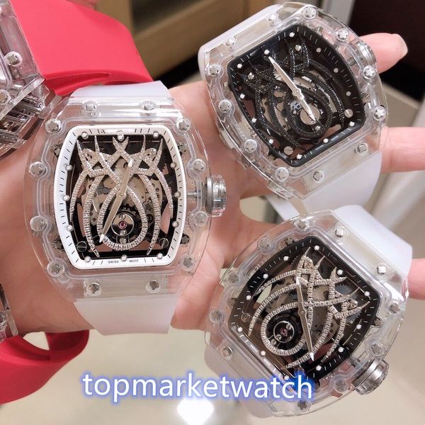 

manufacturer limited edition new rm052 al ti01/15 skeleton diamond spider dial japan miyota automatic rm 052 mens watch transpa, Slivery;brown