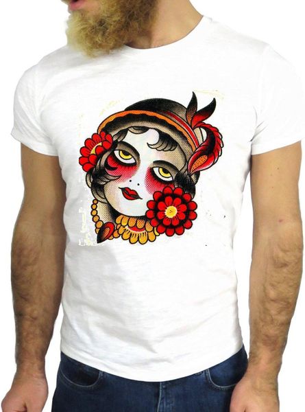 

summer 2018 100% cotton normal face tattoo classic rock fun nice muscle shirt