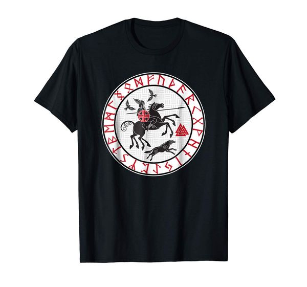 

viking norse mythology wotan, sleipnir, twin ravens t-shirt 100% cotton print t shirt harajuku short sleeve men top