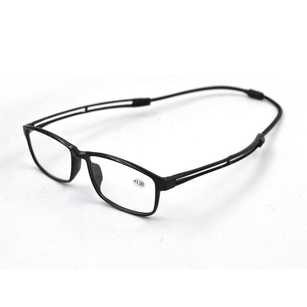 

sunglasses 10 pairs/1 lot magnet hanging neck reading glasses magnifier women men presbyopia eyeglasses adjustable legs spectacles +1.0~+4, White;black