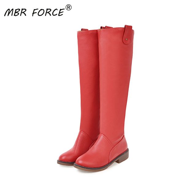 

mbr force newfashion ladies boots over the knee round toe party quality comfort botines mujer ladies thigh high boots red, Black