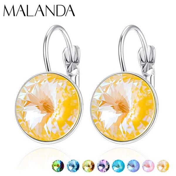 

original crystals from drop earrings round earrings for women fashion dangle party wedding jewelry, Silver