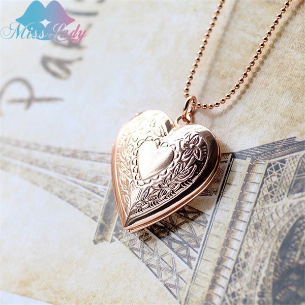 

miss lady creative glossy hearts pocket watches necklace put ps open and close pendant love necklace for women jewelry a1014, Silver