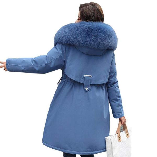 

popular new 2020 down parka women's medium and long thickened slim fitting hooded winter coat with fur hooded down jac, Black