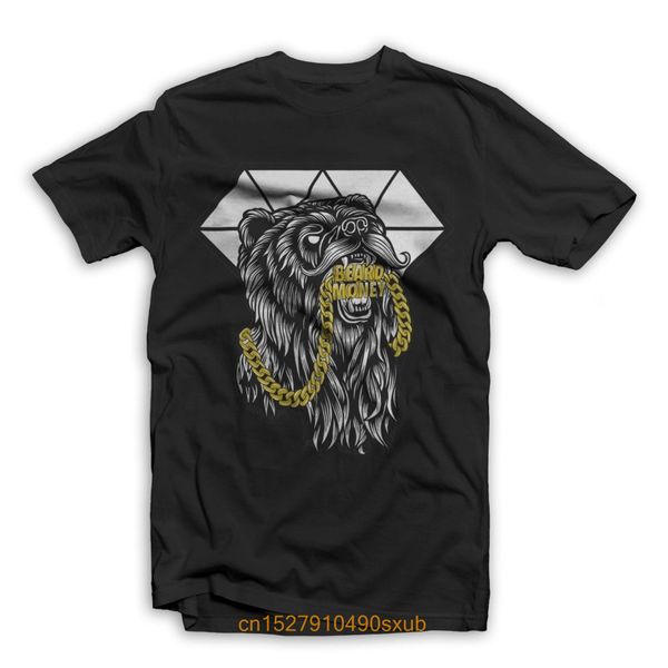 

new summer men's casual print t-shirt grizzly beard t shirt black