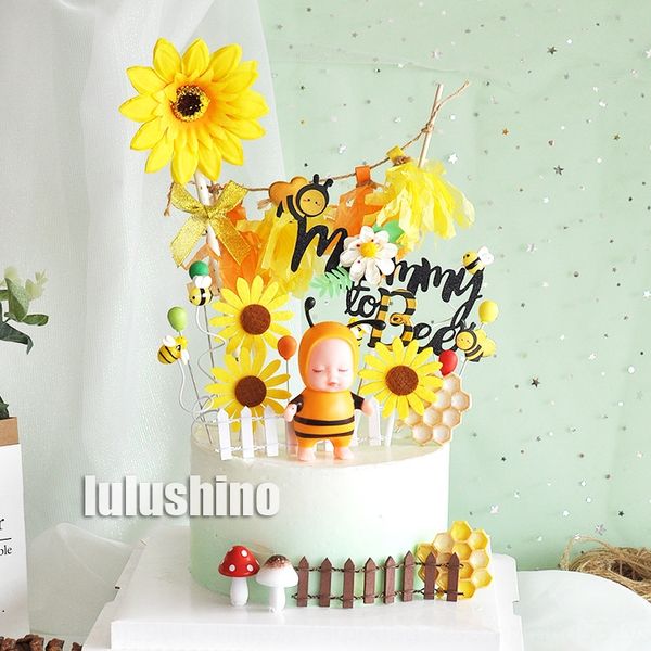 

sleeping bee decoration spring pastoral baking cakefelt fence sleeping bee decoration spring pastoral baking cake plug-in cake cakefelt sunf